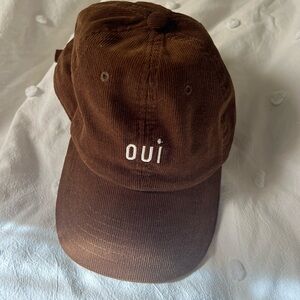Claire V Corduroy OUI BASEBALL HAT brown